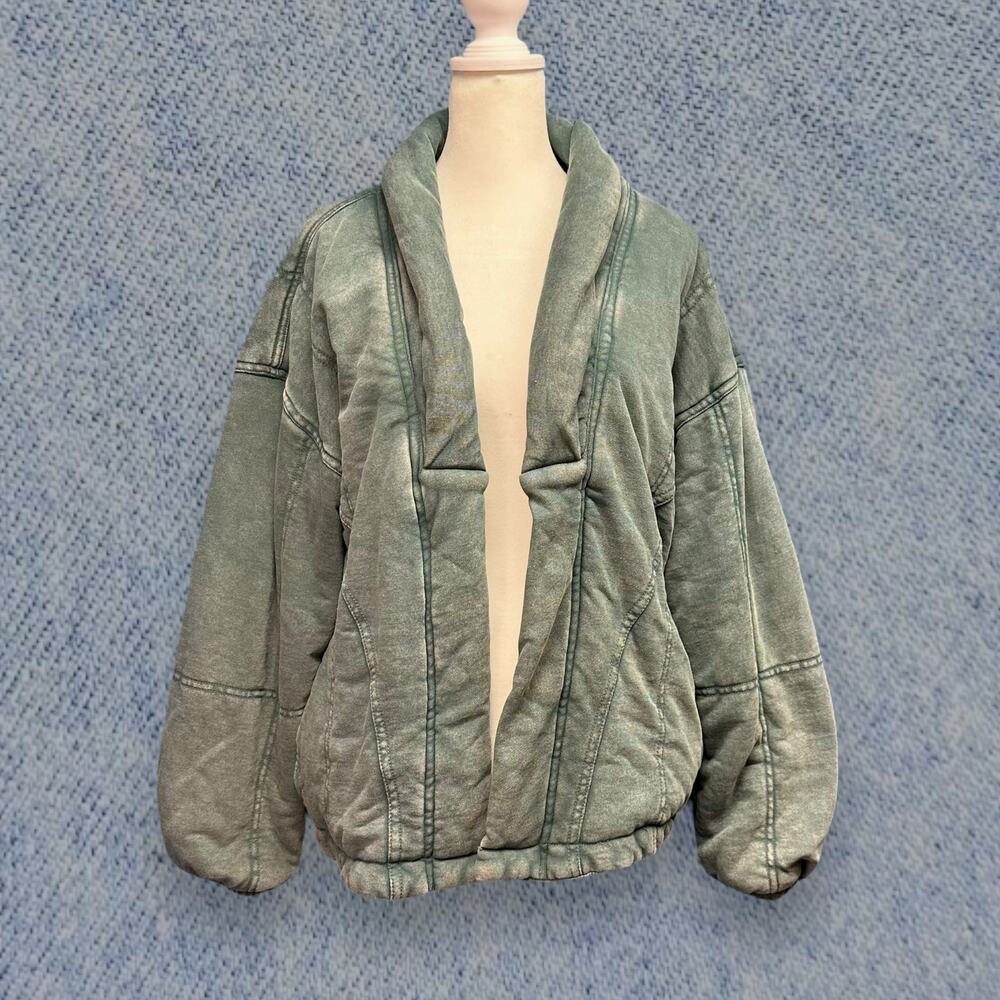 Forever 21 Plus Women’s Sage Green Quilted Open-Front Jacket - Size 0X